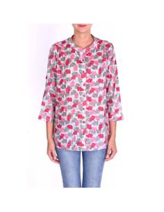 Elegantes und stilvolles  Shirt fur Damen mit Mao-Kragen und Bommeln.