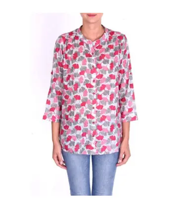 Shirt for Women in modal with mao collar and buttons