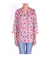 Shirt for Women in cotton printed with mao collar and buttons