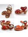 Frauen Schwedische Holz  Sandalen in Gemüse Leder und hohe Abasatze