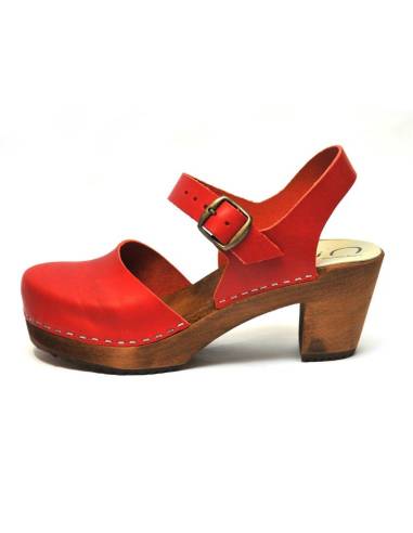 Sueco madera y salvaje de cuero a mujer tops y novias Zapato tacón