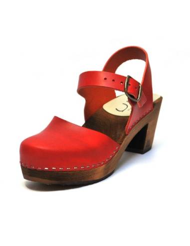 Sueco madera y salvaje de cuero a mujer tops y novias Zapato tacón