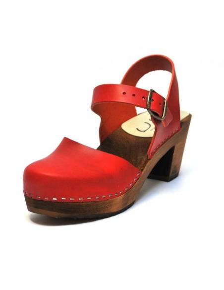 Sueco madera y salvaje de cuero a mujer tops y novias Zapato tacón