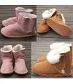 Chaussons bottes bébé enfant peau de mouton moka ou rose