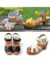 Frauen Schwedische Holz Abasatze Sandalen in Leder matt und lackiertem