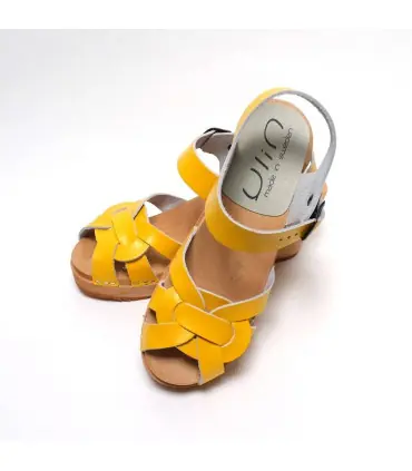 Women  high heels Swedish wooden Sandals peep toe in leather and patent leather