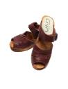 Damen Schwedische Holzschuhe Leder mit hohen Absätzen und silber schleife
