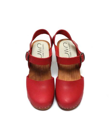 Women Swedish wooden and vegetal leather heeled sandals