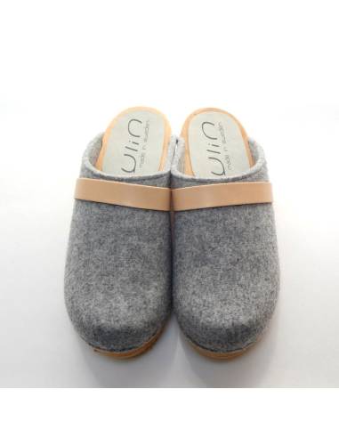 Sueco zuecos de madera cuero mujer