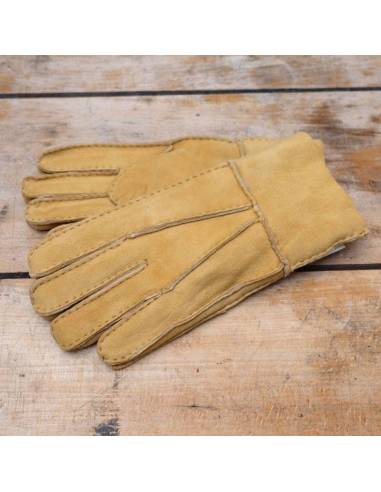 Gants en peaux de mouton retournée beige miel