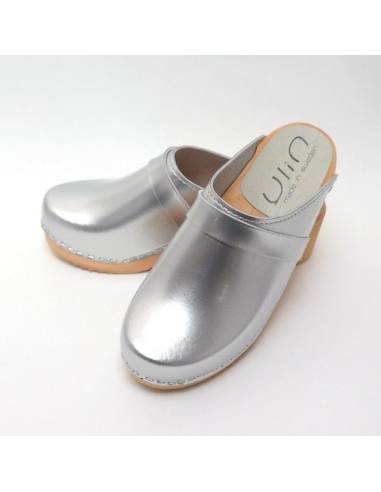Women's swedish wooden clogs in leather 