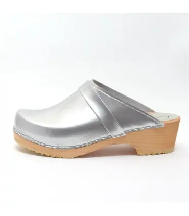 Women's swedish wooden clogs in leather 