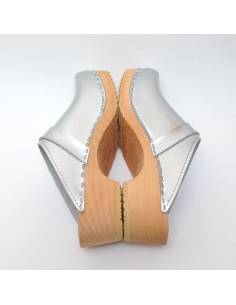Women's swedish wooden clogs in leather silver or bronze 2