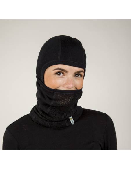 balaclava cagoule laine et soie noire fine chaude