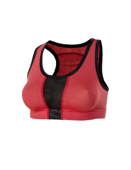 soutien gorge brassière sport femme pure laine mérinos rose