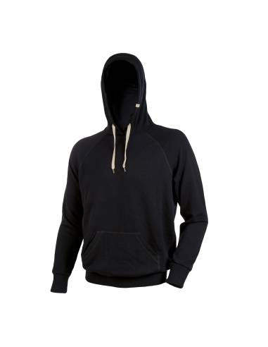 Hoodie pull à capuche unisexe pure laine mérinos noir