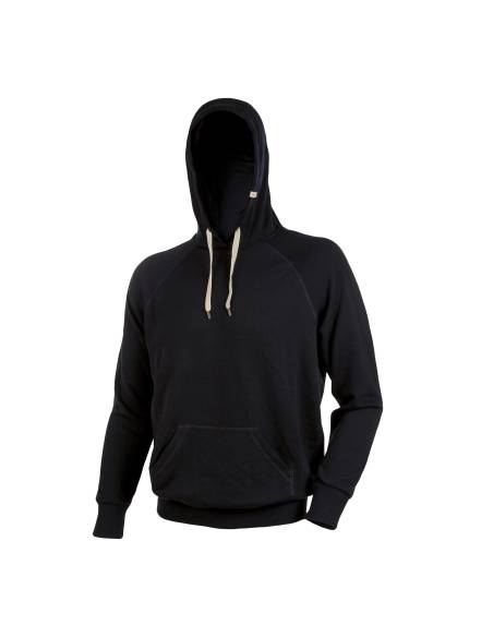 Hoodie pull à capuche unisexe pure laine mérinos noir