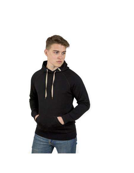 Hoodie pull à capuche unisexe pure laine mérinos noir