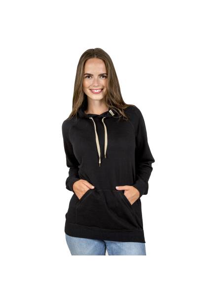 Hoodie pull à capuche unisexe pure laine mérinos noir