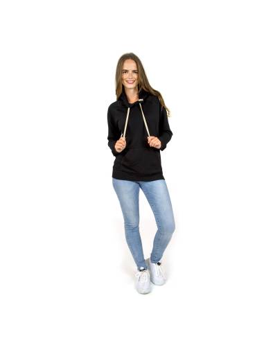 Hoodie pull à capuche unisexe pure laine mérinos noir