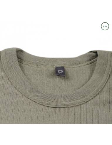 Tee shirt Homme maille côtelée bleu pure laine mérinos