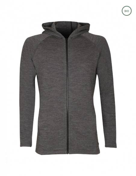 Veste à capuche homme pure laine mérinos gris anthracite