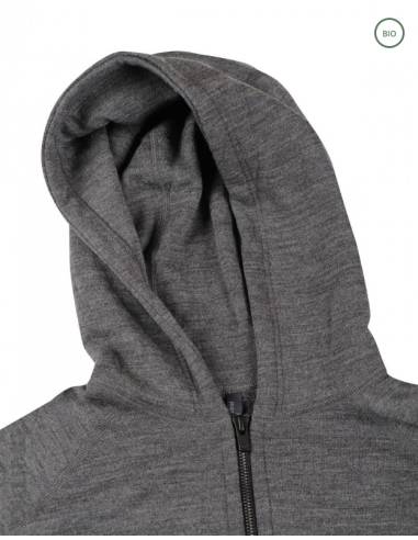 chaqueta de mujer con capucha en lana merino negro