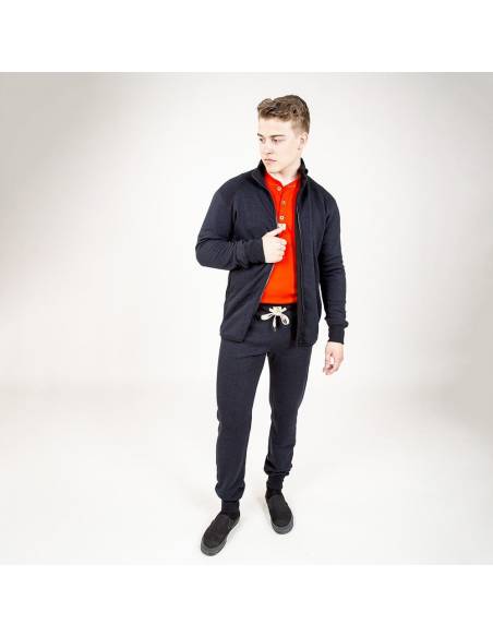 Veste sport jogging homme pure laine mérinos noir