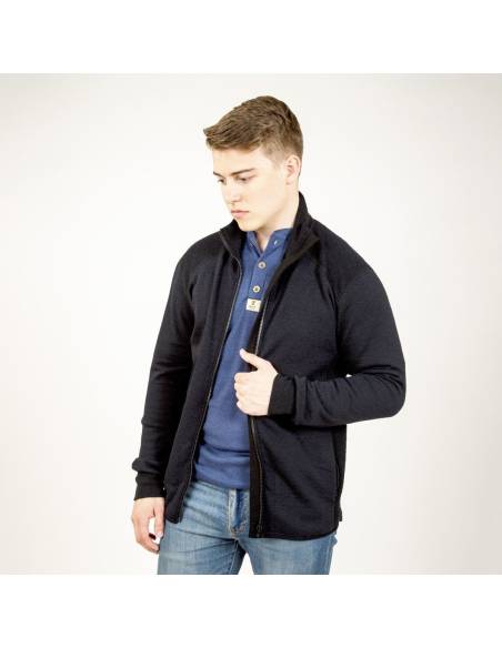 Veste sport jogging homme en laine mérinos noir