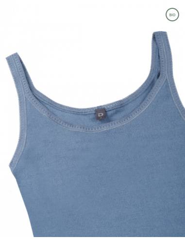 Chemise de nuit en pure laine mérinos bio bleu