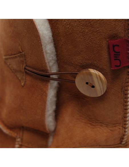 Boots button classic femme en peau d'agneau véritable moka 