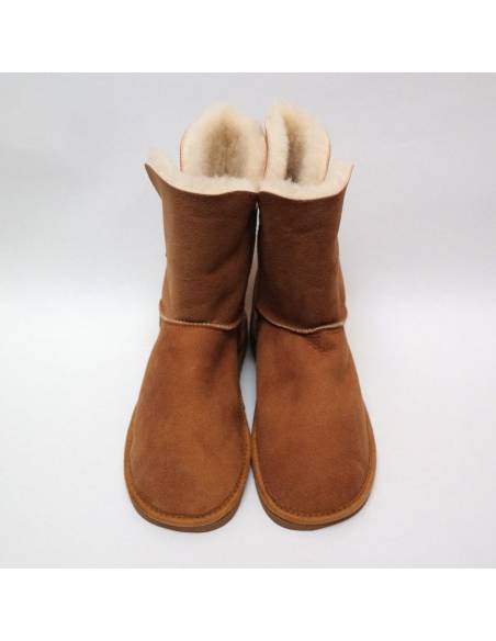 Boots button classic femme en peau d'agneau véritable moka 