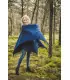 Cape manteau en pure laine vierge bleu nuit