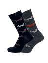 chaussettes laine chat noir et gris