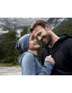 chaqueta de hombre con capucha en lana merino gris