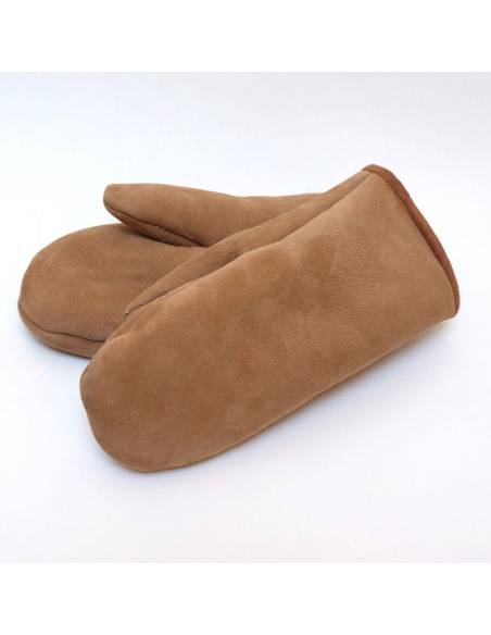 Genuine lambskin Men's Mittens sewn edges