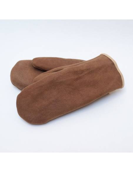 Genuine lambskin Men's Mittens sewn edges