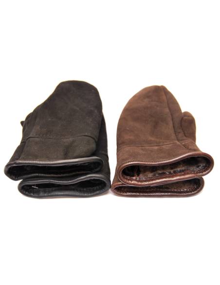 Genuine lambskin Men's Mittens sewn edges