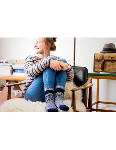 Wool Socks city woman extra fine striped