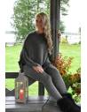 Woman black, off-white Wool and Silk leggings