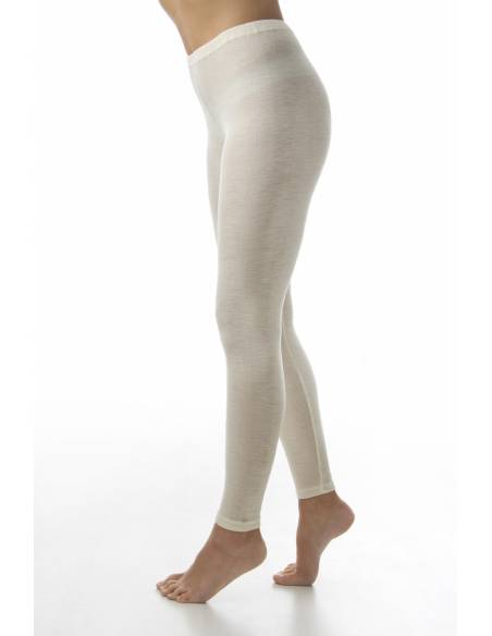 Damen schwarz, cremefarbener wolle und seide Leggings