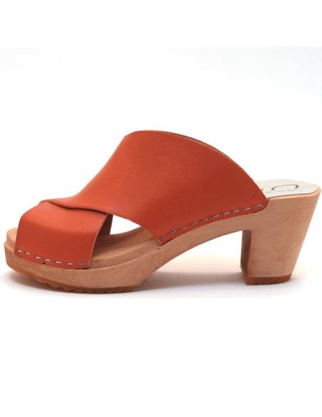 Wooden swedish women Clogs organic leather Diva