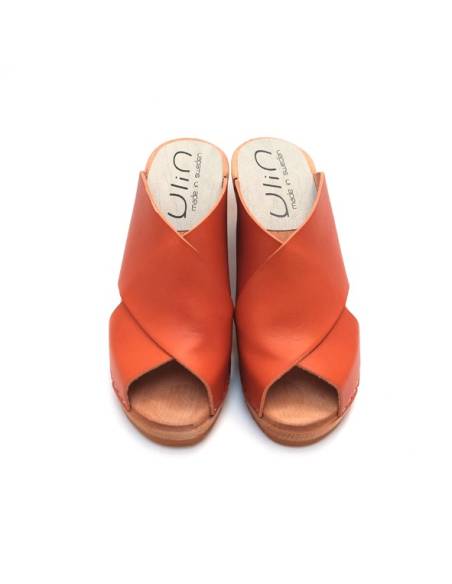 Wooden swedish women Clogs organic leather Diva