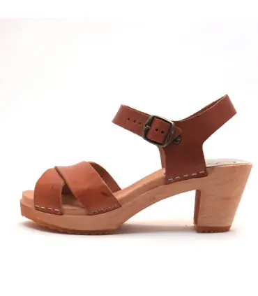Sandals Swedish woman wood leather bare feet heels Bali