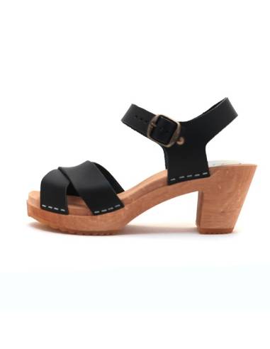 Mujer sueca de madera sandalias zapatos de tacón top