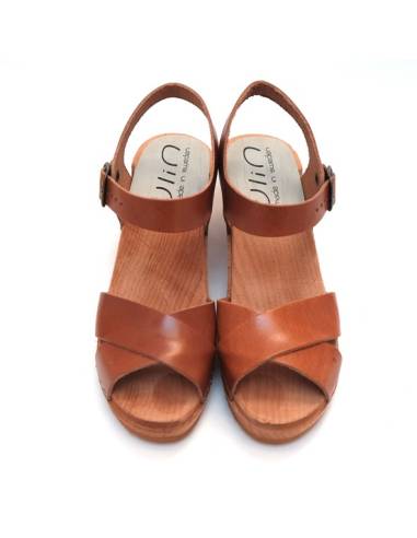 Mujer sueca de madera sandalias zapatos de tacón top