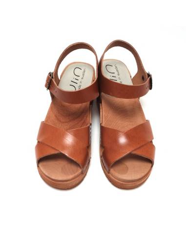 Schwedische Holzsandalen  Leder geflochten, rot-braun oder Natur