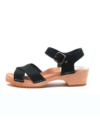 Schwedische Holzsandalen  Leder geflochten, rot-braun oder Natur