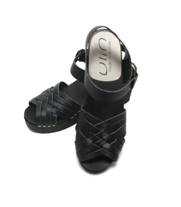 Sandales à talons de 7 cm modèles Mégan cuir lisse au tannage végétal et naturel semelle en bois teintée 