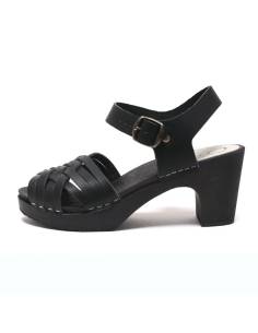 Women's swedish wooden Sandals heels, braided leather 2